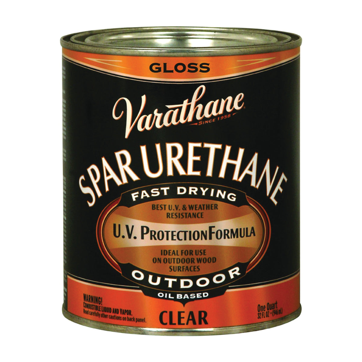 VARATHANE 9241H Spar Urethane Paint, Gloss, Liquid, Clear, 1 qt, Can