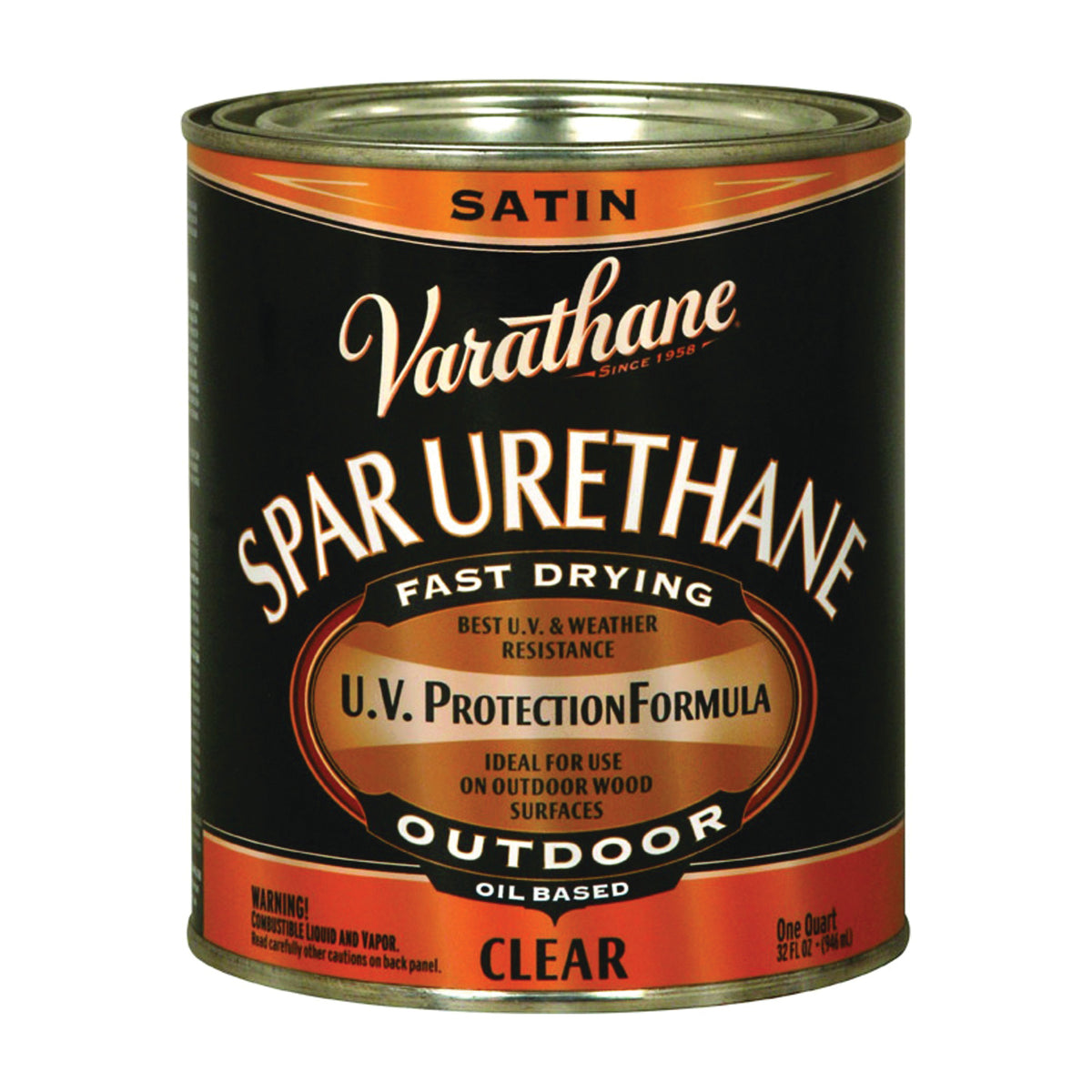 VARATHANE 9341H Spar Urethane Paint, Liquid, Clear, 1 qt, Can
