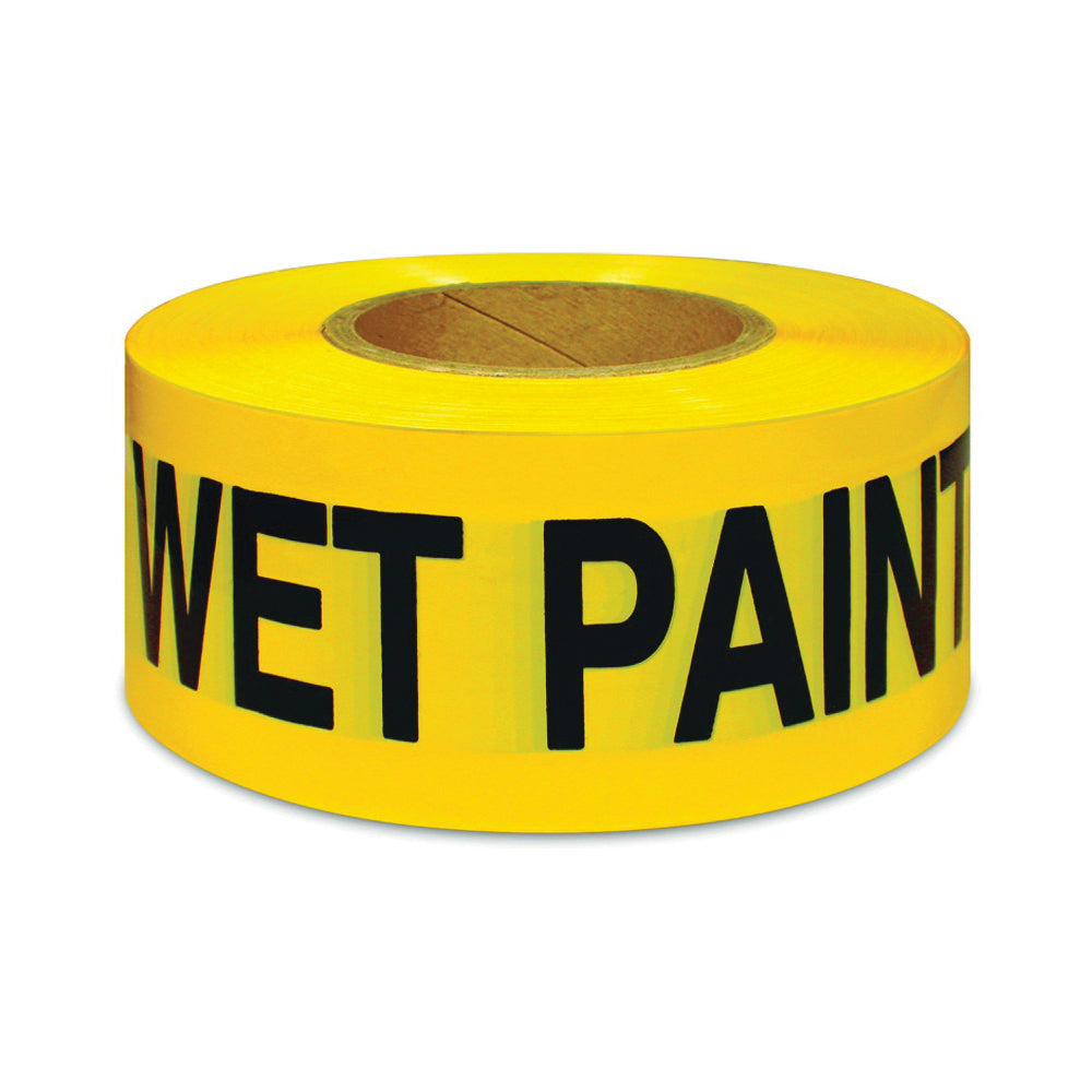 IPG 600WP300 Barricade Tape, 300 ft L, 3 in W, Black/Yellow, Vinyl