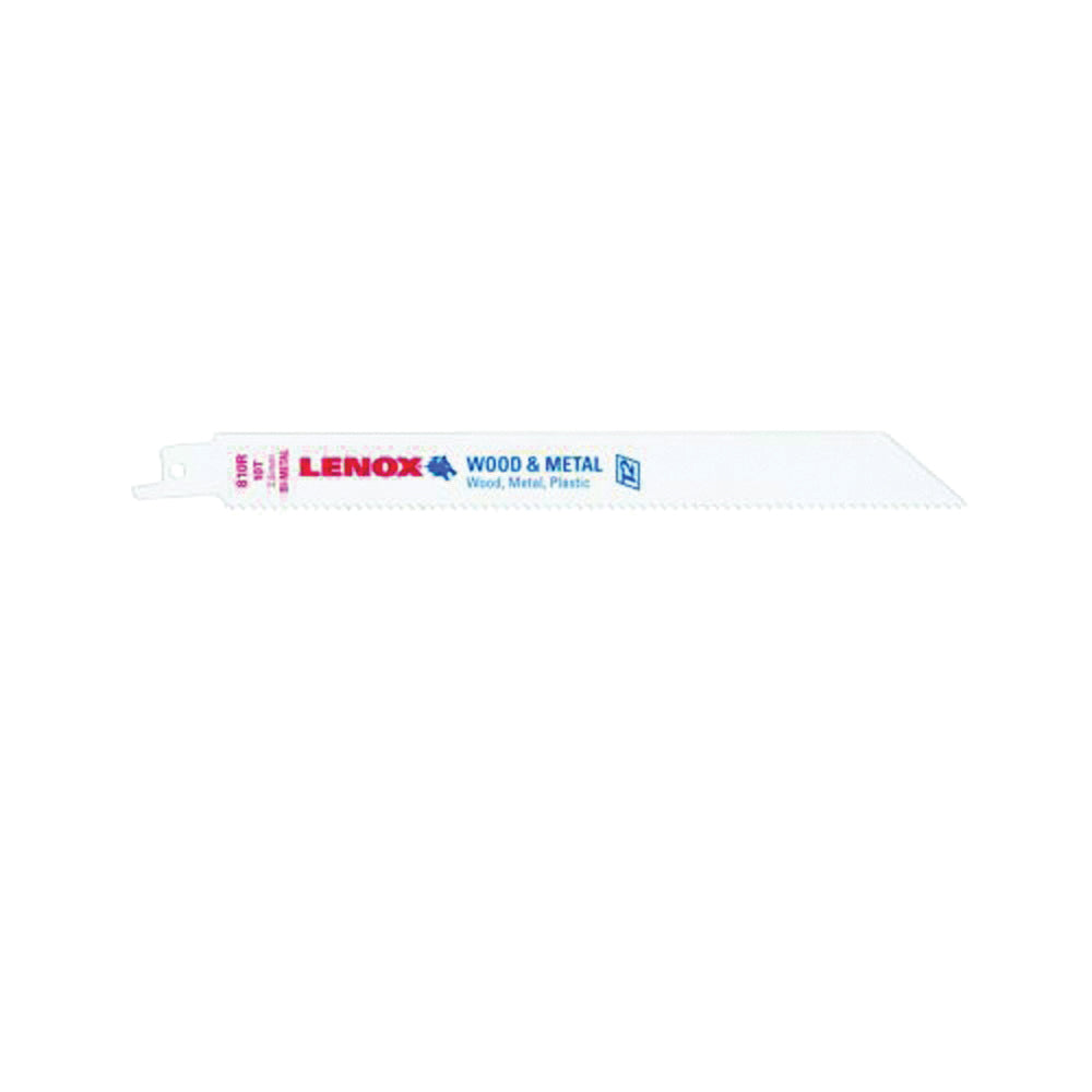 Lenox 20590B810R Reciprocating Saw Blade, 3/4 in W, 8 in L, 10 TPI, Cobalt/Steel Cutting Edge