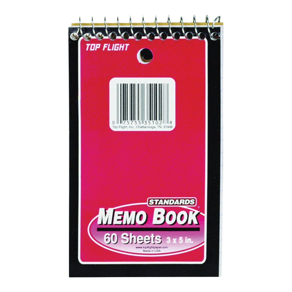 TOP FLIGHT MB-17 4610618 Narrow Rule Notebook, 5 in L x 3 in W Sheet, 60-Sheet, Wirebound Binding