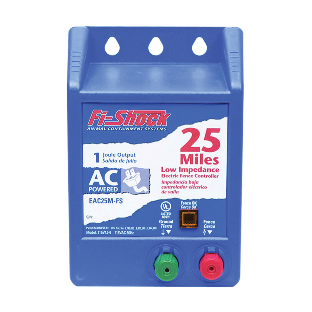 Zareba Fi-Shock EAC25M-FS Fence Charger, 1 J Output Energy, 12 kV