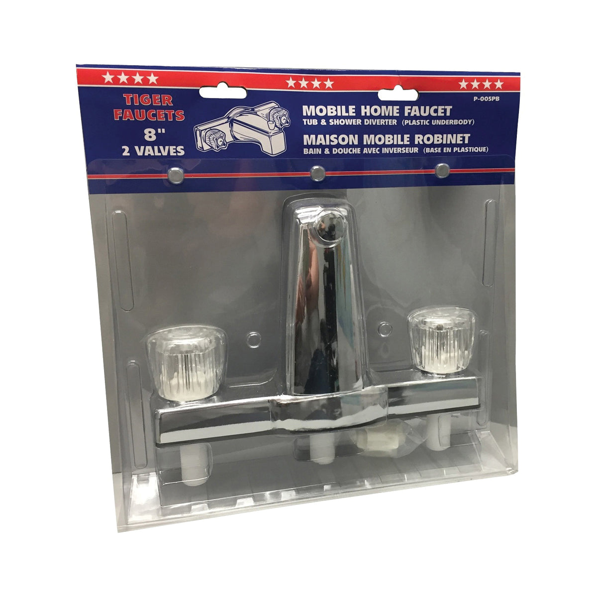 US Hardware P-005PB Tub and Shower Diverter, 2 -Faucet Handle, Plastic, Chrome