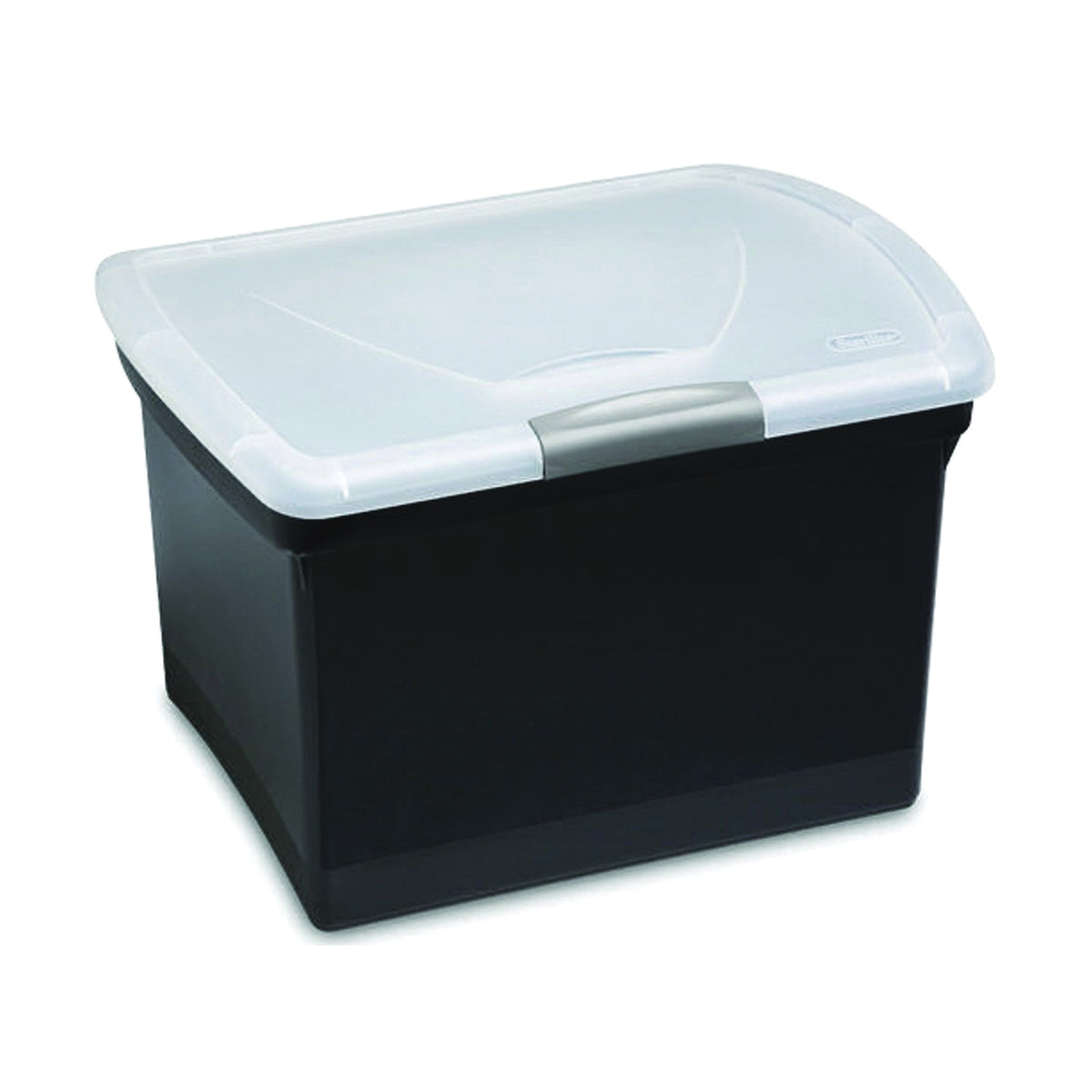 Sterilite ShowOffs 18719004 File Box, 15 in L, 10-7/8 in W, 11-1/2 in H, Plastic, Black/Clear/Titanium