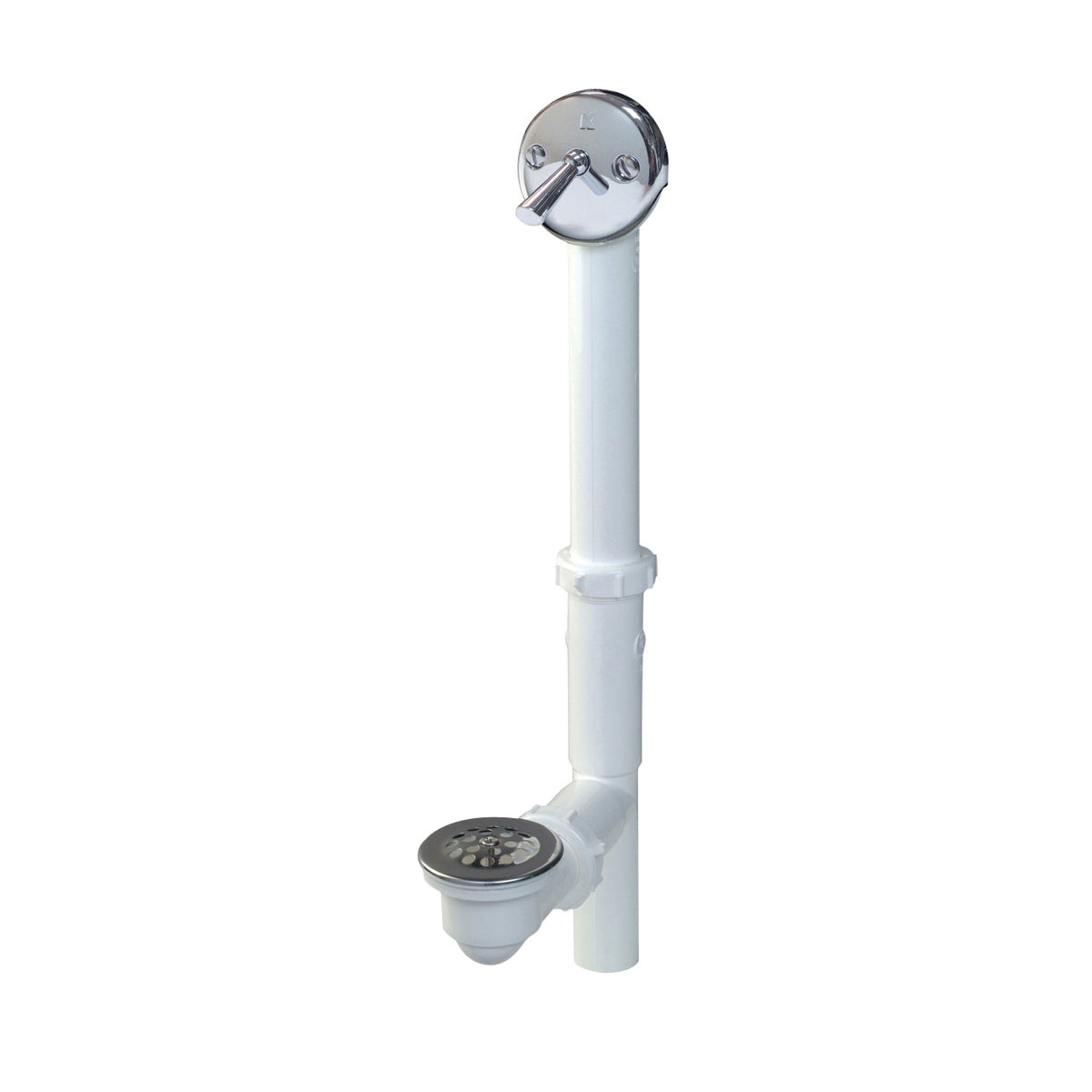 Keeney 64W Bath Drain Assembly, Plastic, White, Chrome