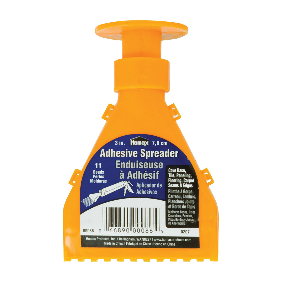 Homax 86 Adhesive Spreader Knife, Polystyrene Blade, Polystyrene Handle