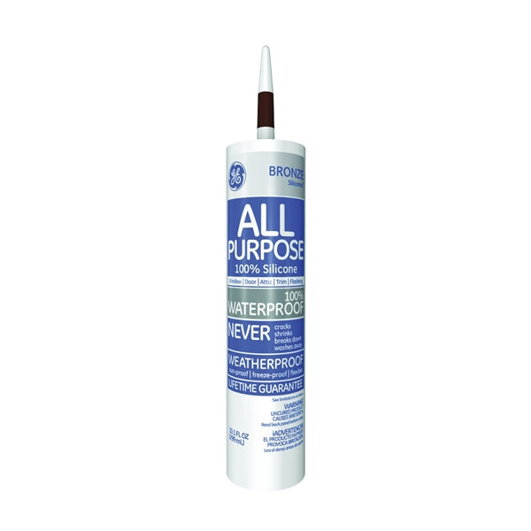GE Silicone I GE412A Silicone Caulk, Bronze, 10.1 oz Cartridge
