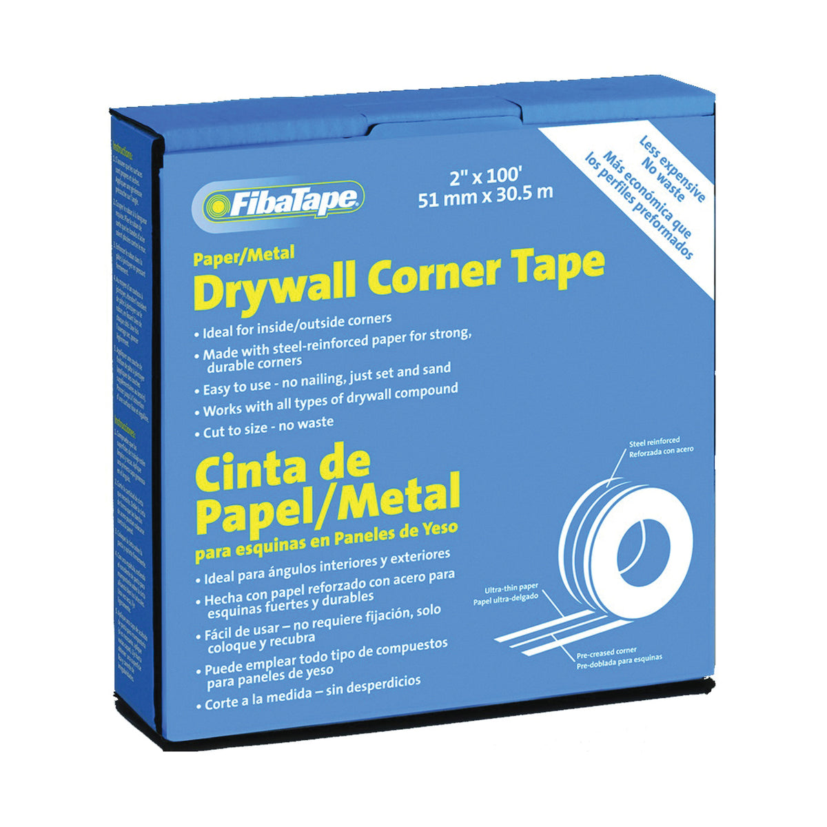 ADFORS FDW6622-U Corner Tape Box, 100 ft L, 2 in W, 0.215 mm Thick, White