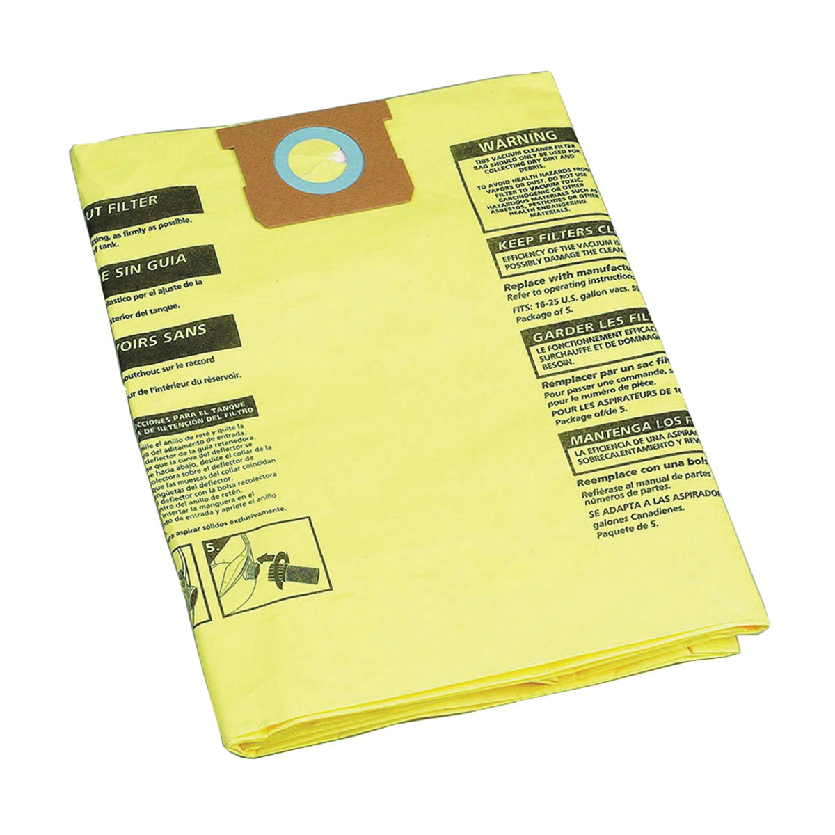 Shop-Vac 9067300 Filter Bag, 15 to 22 gal Capacity