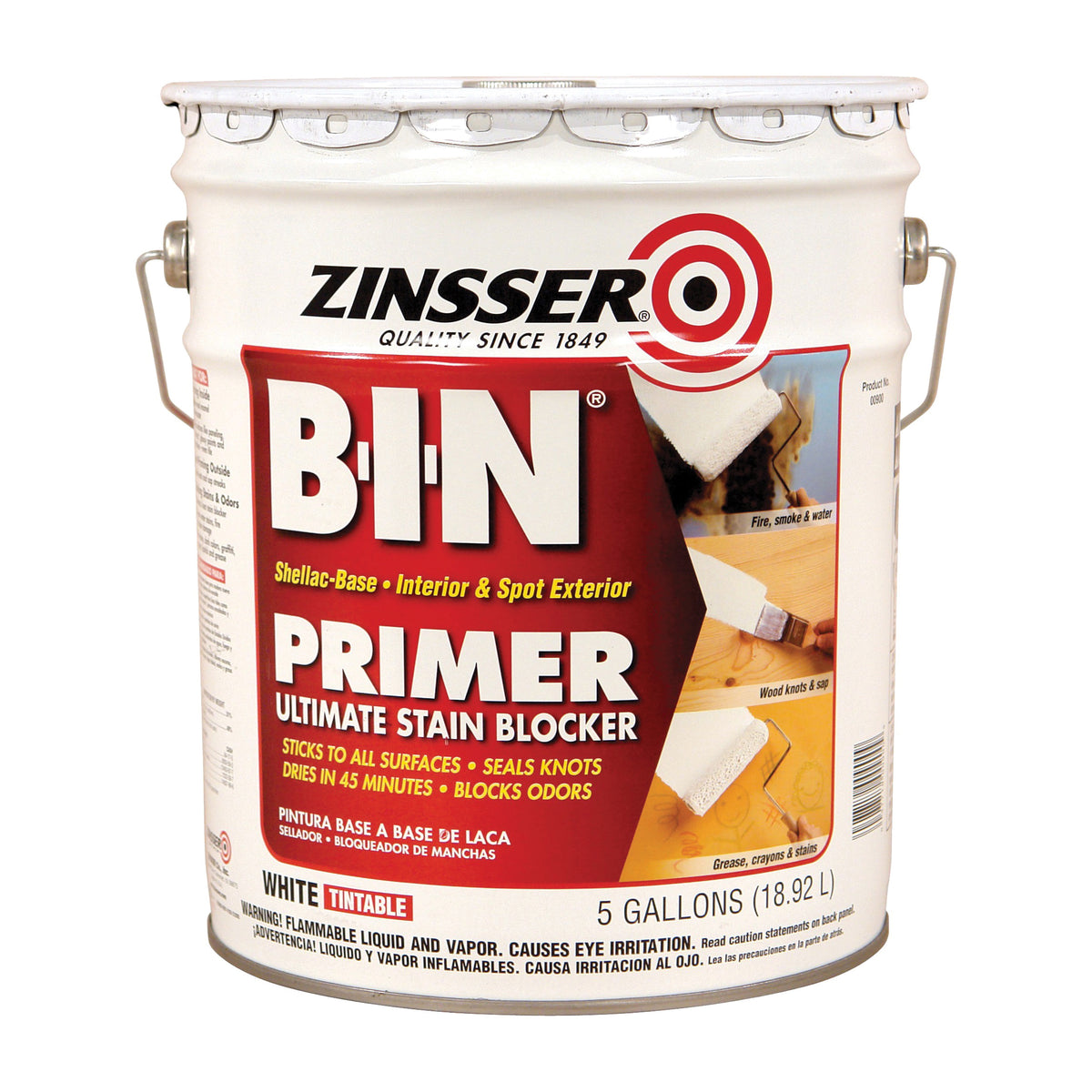 ZINSSER B-I-N 00900 Shellac-Base Primer, White, 5 gal