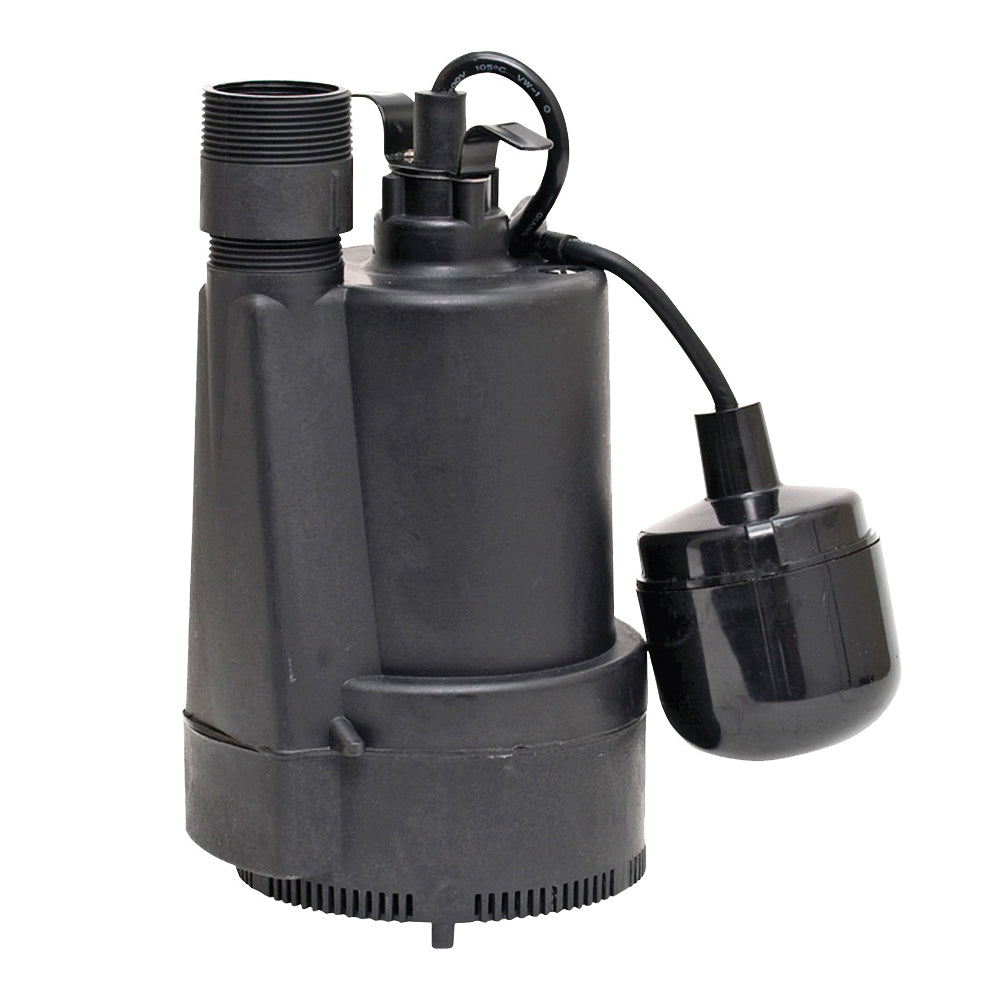 SUPERIOR PUMP 92330 Sump Pump, 4.1 A, 120 V, 0.33 hp, 1-1/4 x 1-1/2 in Outlet, 40 gpm, Thermoplastic