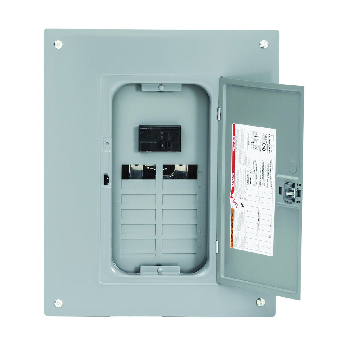 Square D HOM1224M100PC Load Center, 24 -Pole, 100 A, 12 -Space, Plug-On Neutral, NEMA 1 Enclosure