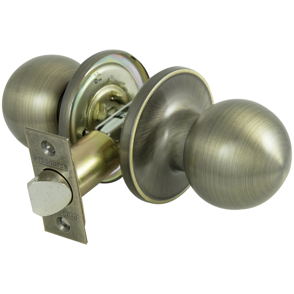 ProSource T3830V-PS Door Knob, Knob Handle, Metal, Antique Brass, 2-3/8 to 2-3/4 in Backset, 44 x 57 mm Strike