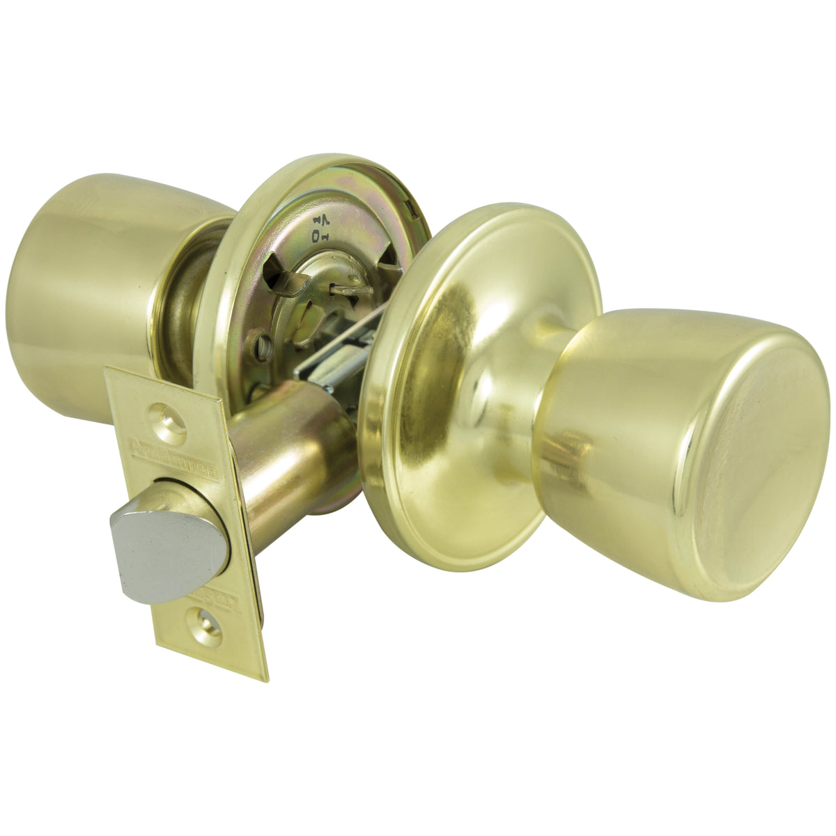 ProSource TS730V-PS Door Knob, Knob Handle, Metal, Polished Brass, 2-3/8 to 2-3/4 in Backset, 44 x 57 mm Strike