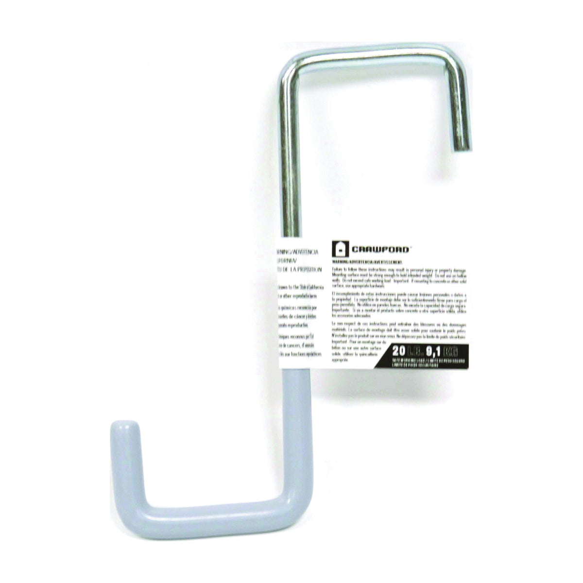 CRAWFORD RH26-25 Rafter Hook, 20 lb, Steel, Gray, Zinc