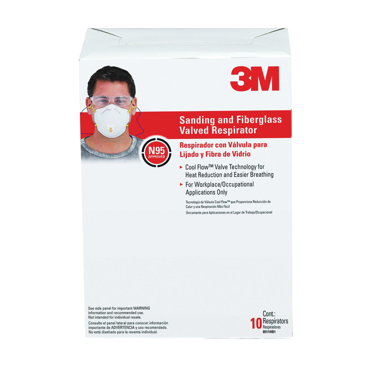 3M TEKK Protection 8511HB1-C Disposable Valved Respirator, N95 Filter Class