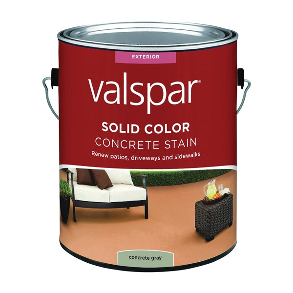 Valspar 024.1082320.007 Solid Color Concrete Stain, Low-Gloss, Concrete Gray, Liquid, 1 gal