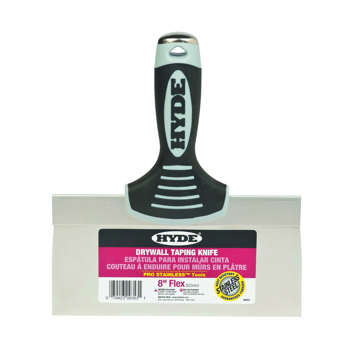 HYDE 09353 Knife, 8 in W Blade, 3 in L Blade, Stainless Steel Blade, Single-Edge Blade, Soft-Grip Handle