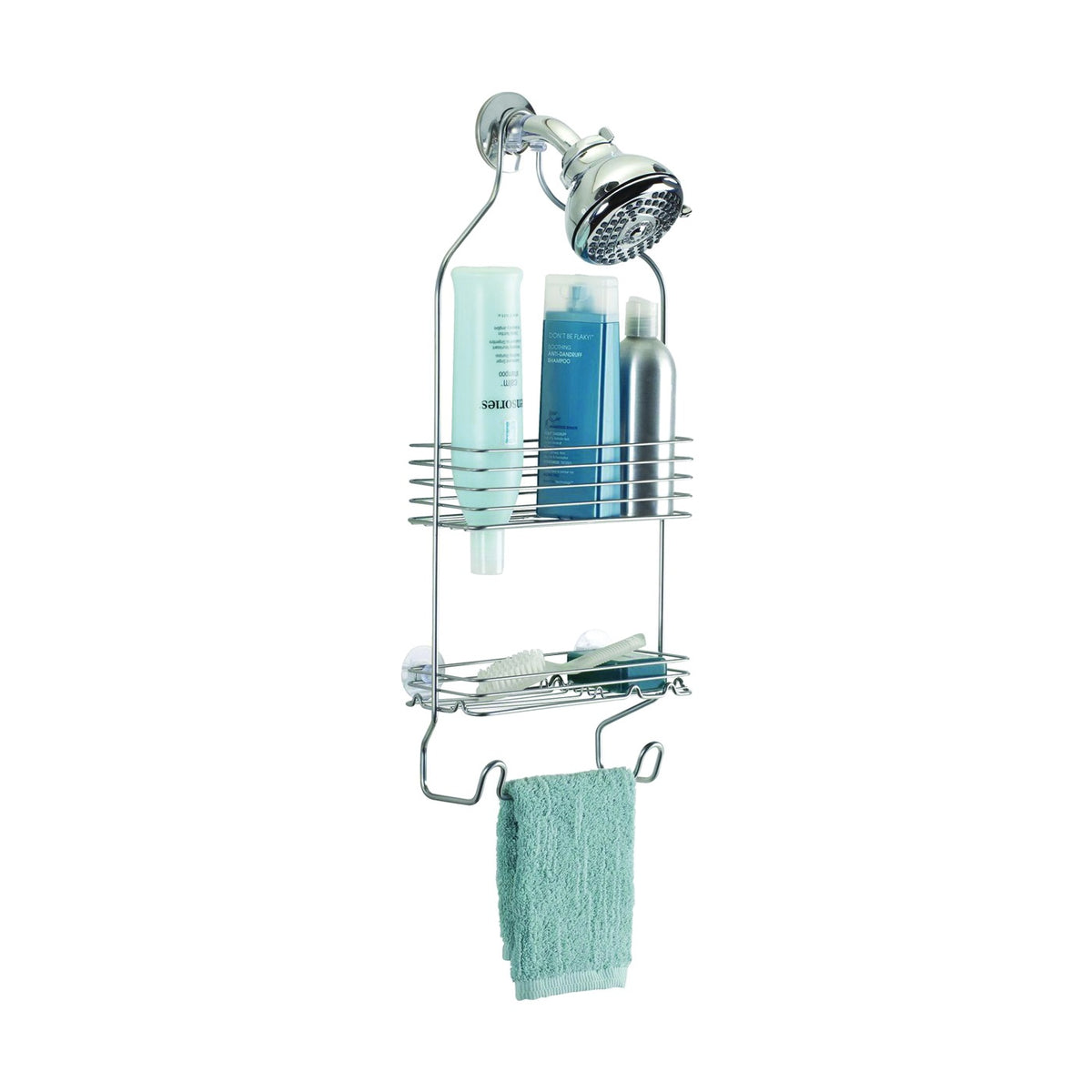 iDESIGN 68766 Shower Caddy, 2-Shelf, Steel, 4-1/2 in OAW, 21 in OAH, 9 in OAD