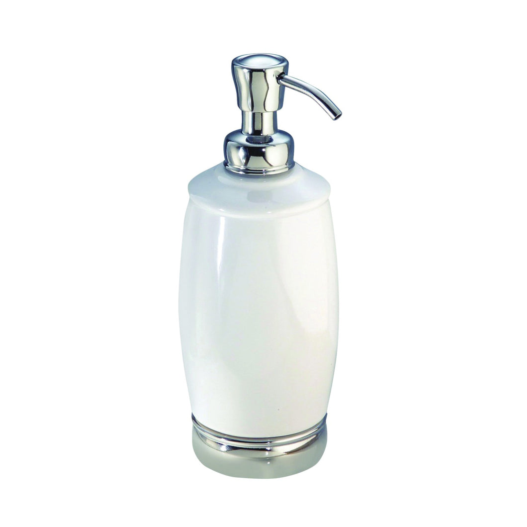 iDESIGN Classic 75601 Soap Dispenser, 12 oz Capacity, Ceramic, White, Chrome