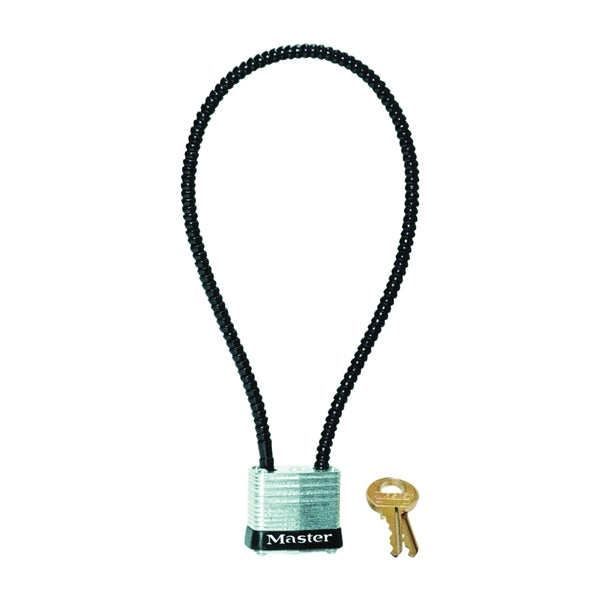 Master Lock 107DSPT Gun Lock with Padlock, Keyed Different Key, Cable Shackle, 0.22 in Dia Shackle, Steel Body