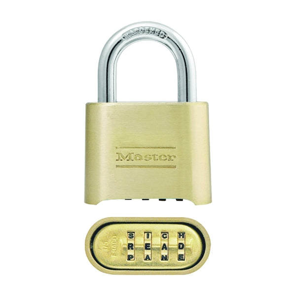 Master Lock 175DWD Padlock, 5/16 in Dia Shackle, 1 in H Shackle, Steel Shackle, Brass Body, Brass, 2 in W Body