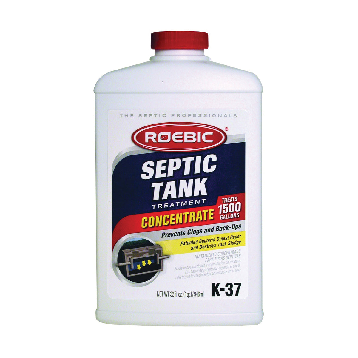 ROEBIC K-37-Q-C1500 Septic System Treatment, Liquid, Straw, Earthy, 1 qt