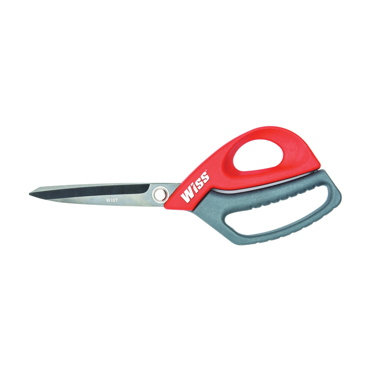 Crescent Wiss W10T All-Purpose Scissor, 10 in OAL, 4 in L Cut, Stainless Steel Blade, Ring Handle, Gray/Red Handle