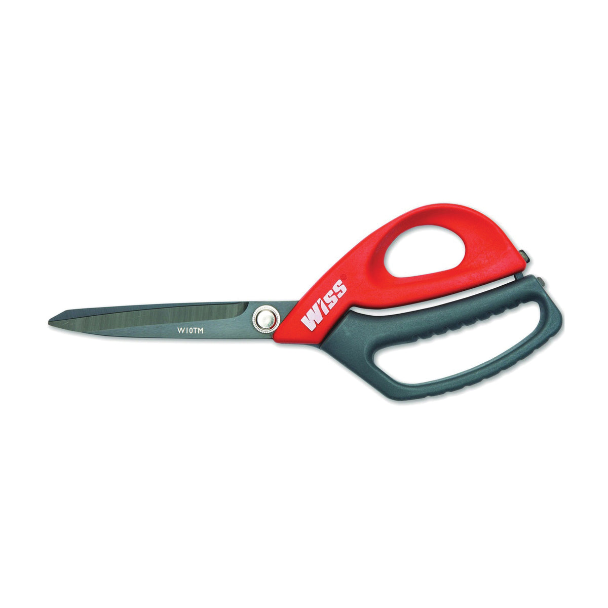 Crescent Wiss W10TM Light-Weight Scissor, 10 in OAL, 4 in L Cut, Stainless Steel Blade, Ring Handle, Gray/Red Handle