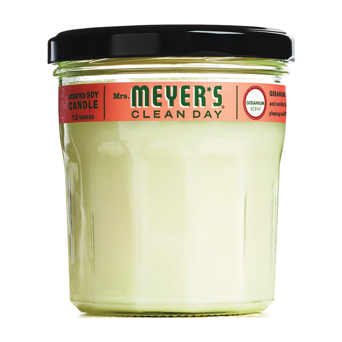 Mrs. Meyer's 43116 Soy Candle, Geranium Fragrance, 35 hr Burning, White Candle