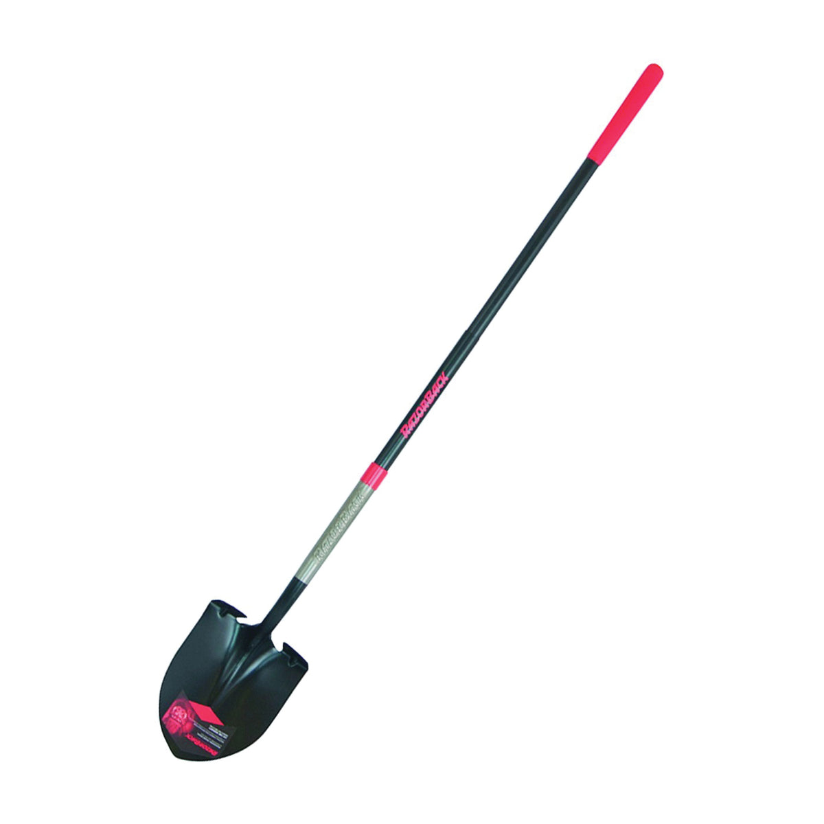 RAZOR-BACK 2594400 Shovel, 9 in W Blade, 14 ga Gauge, Steel Blade, Fiberglass Handle, Long Handle, 57 in L Handle