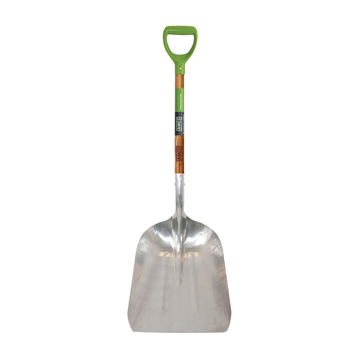 AMES 2672100 Scoop Shovel, 15 in W Blade, 11-1/4 in L Blade, Aluminum Blade, Hardwood Handle, D-Shaped Handle