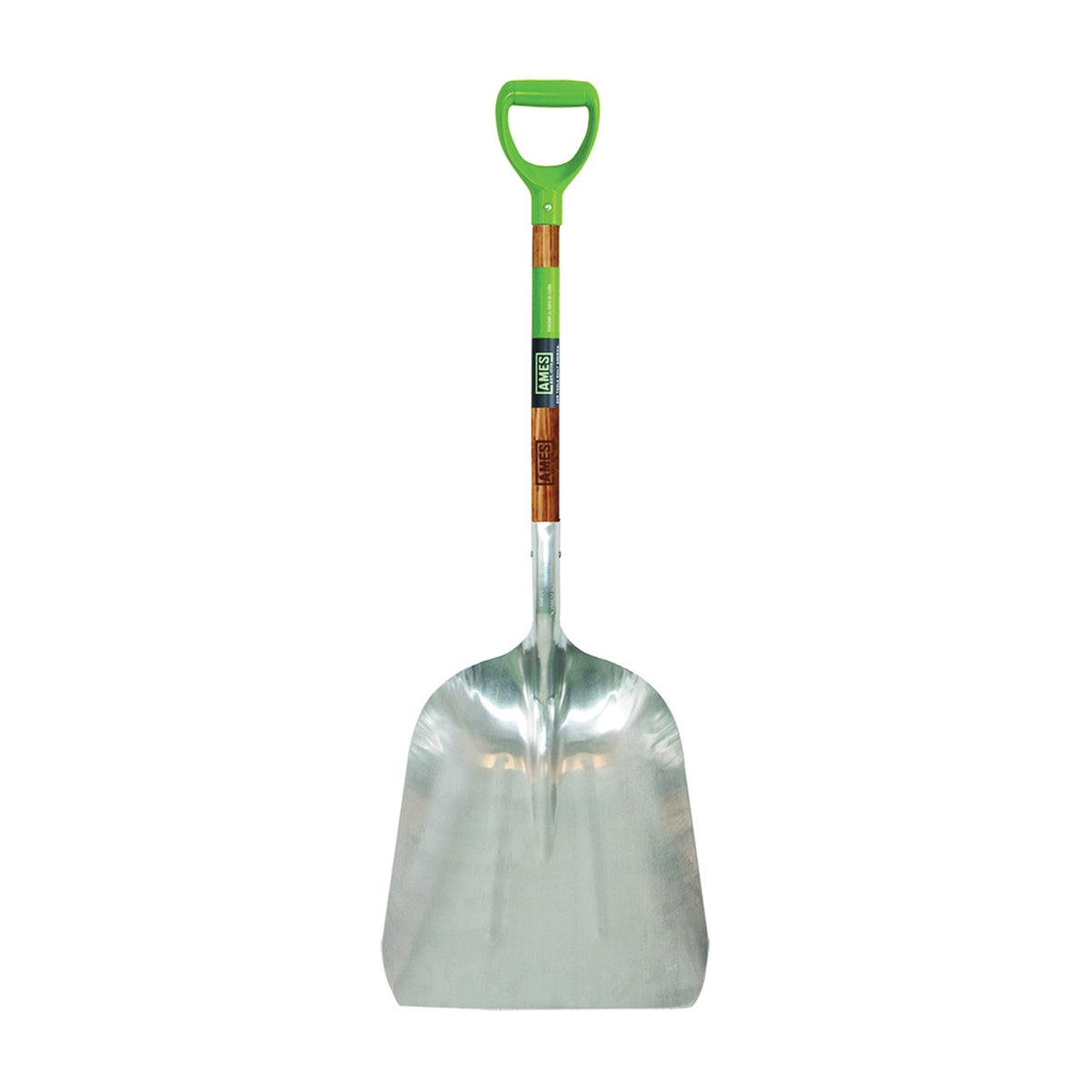 AMES 2672400 Scoop Shovel, 15-1/2 in W Blade, 11-1/2 in L Blade, Aluminum Blade, Northern Hardwood Handle, 46 in OAL