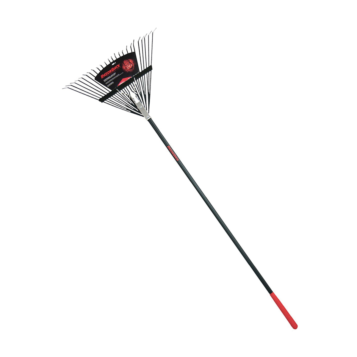 RAZOR-BACK 2915212 Leaf Rake, Steel Tine, 24-Tine, Fiberglass Handle, 54 in L Handle