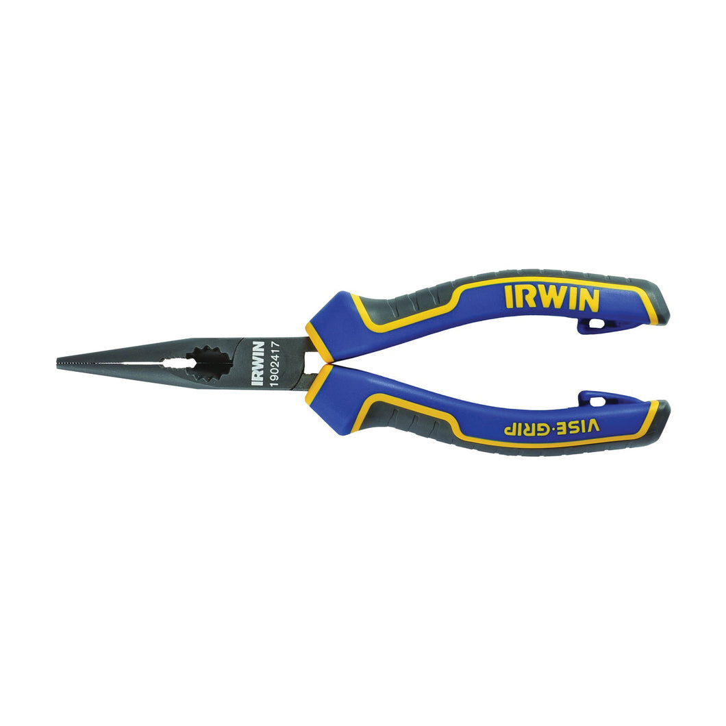 IRWIN 1902417 Nose Plier, 3 in Jaw Opening, Blue/Yellow Handle, Ergonomic Handle, 19/32 in W Jaw, 2 in L Jaw