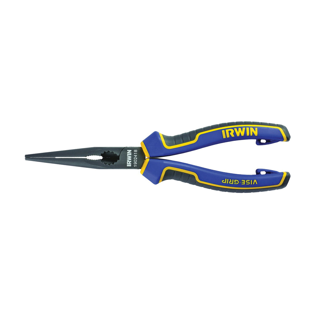 IRWIN 1902418 Nose Plier, 3-1/2 in Jaw Opening, Blue/Yellow Handle, Ergonomic Handle, 11/16 in W Jaw, 2-3/4 in L Jaw