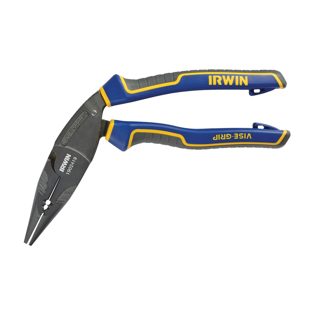 IRWIN 1902419 Nose Plier, 1-1/8 in Jaw Opening, Blue/Yellow Handle, Ergonomic Handle, 1-1/8 in W Jaw, 2 in L Jaw