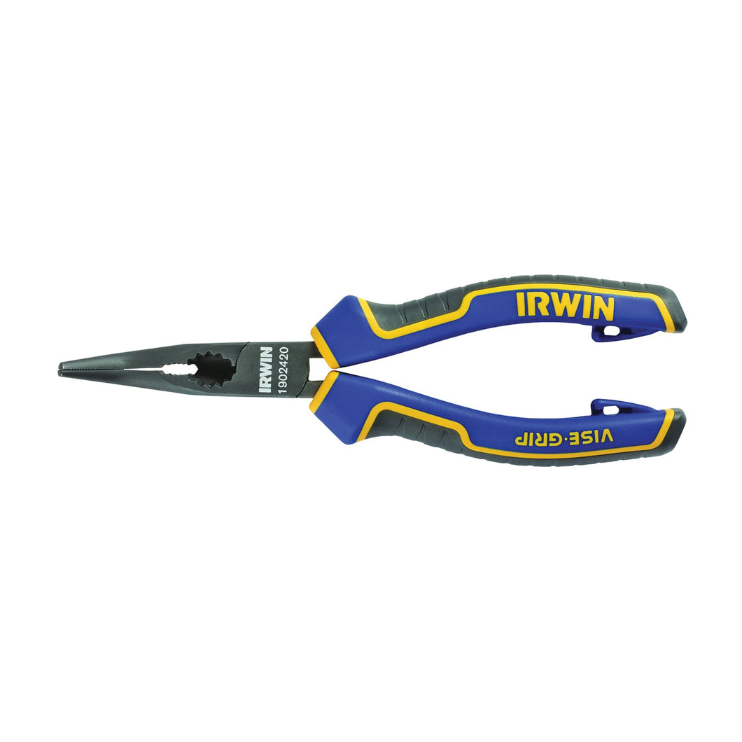 IRWIN 1902420 Nose Plier, 3 in Jaw Opening, Blue/Yellow Handle, Ergonomic Handle, 19/32 in W Jaw, 1-7/8 in L Jaw