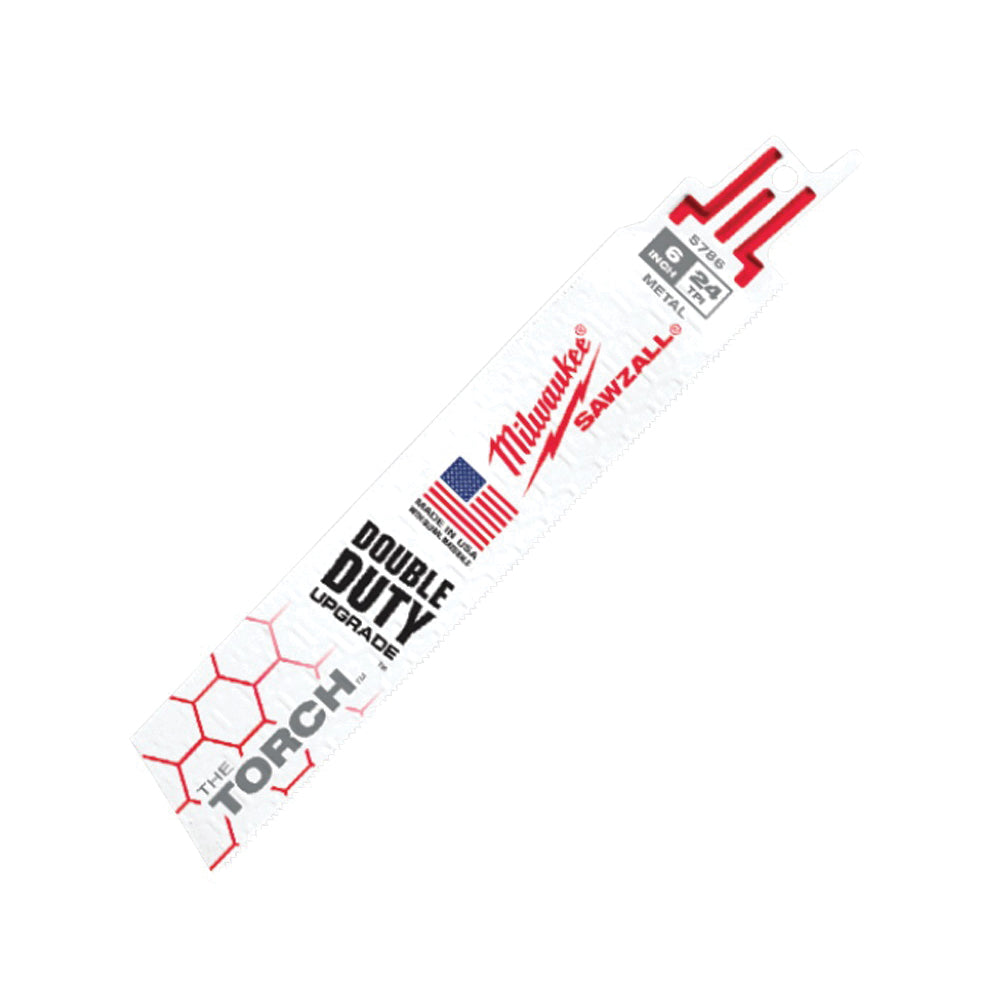 Milwaukee 48-00-5786 Reciprocating Saw Blade, 1 in W, 6 in L, 24 TPI, Bi-Metal Cutting Edge