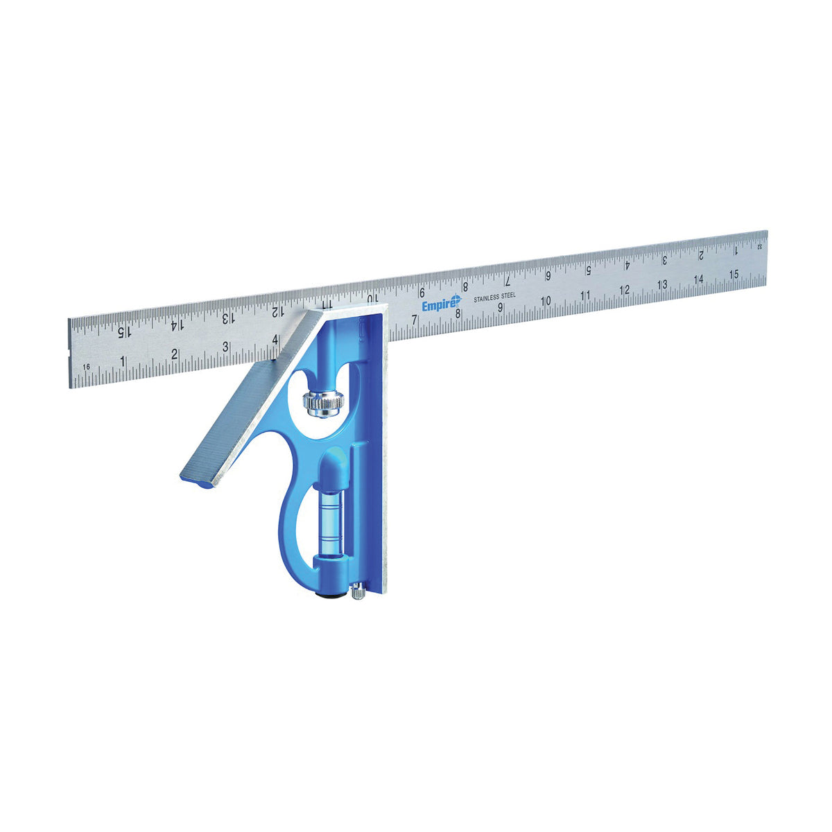 Empire True Blue Series E280 Combination Square, 16 in L Blade, SAE Graduation, Stainless Steel Blade