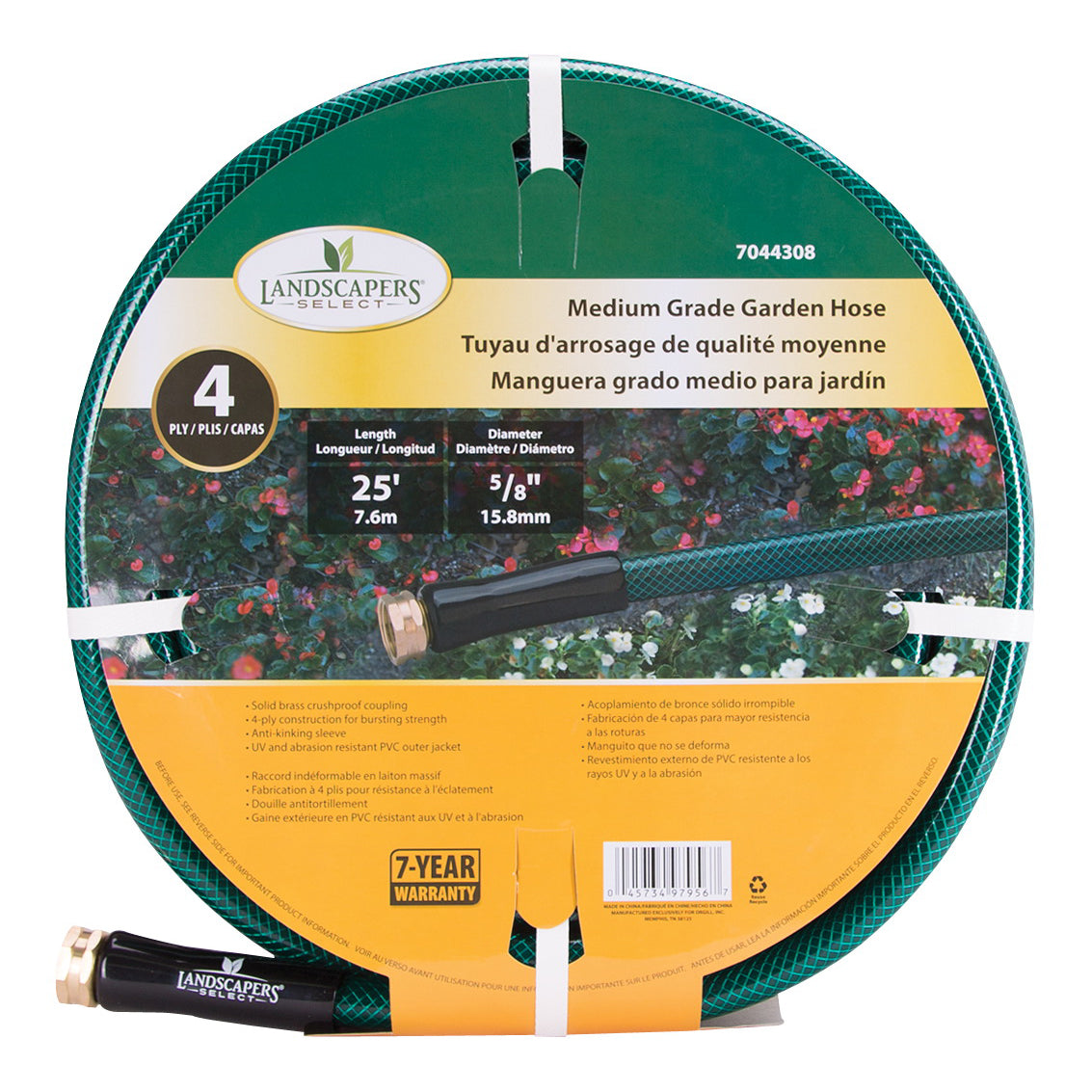 Landscapers Select BL5820025HM Garden Hose, 25 ft L, Female x Male, PVC, Green