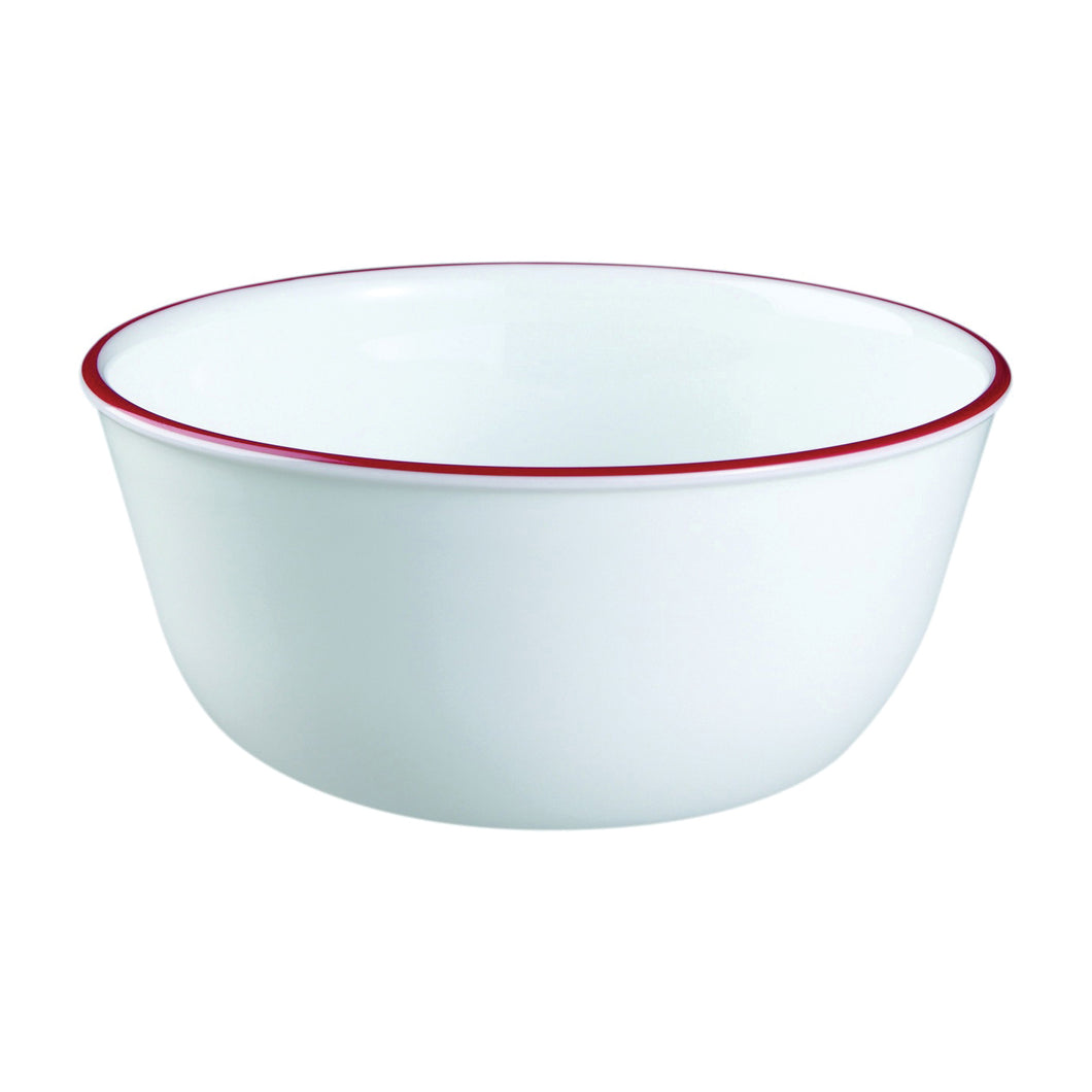 OLFA 1060572 Soup/Cereal Bowl, Vitrelle Glass, Red/White, For: Dishwashers and Microwave Ovens
