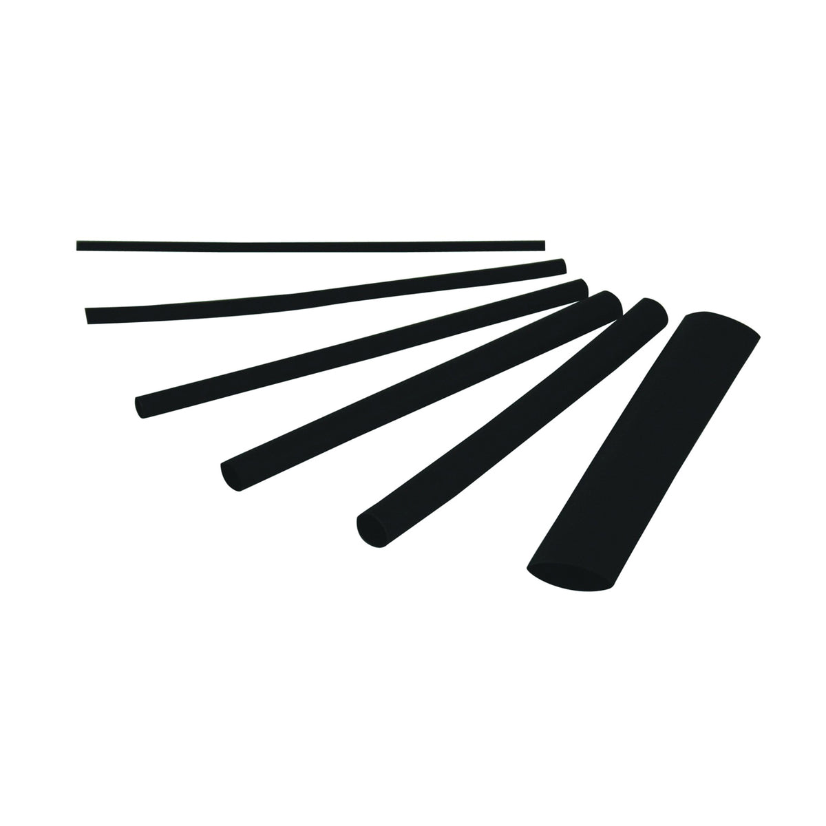 GB HST-ASTB Heat Shrink Tubing, 3/32 in Expanded, 3/64 in Recovered Dia, 4 in L, Polyolefin, Black