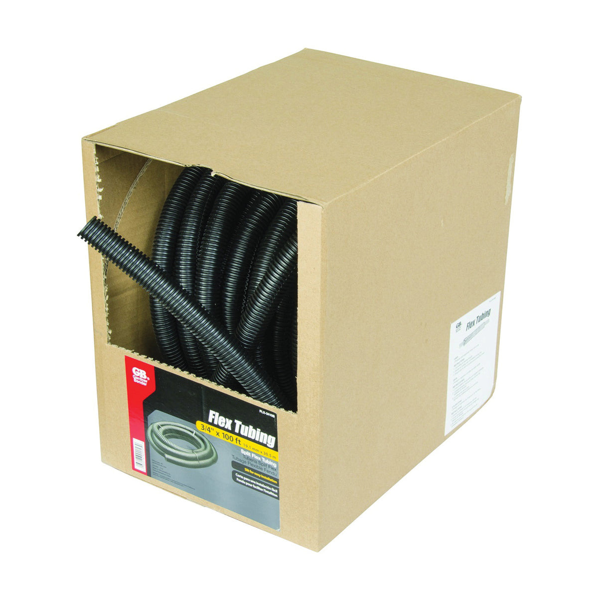GB FLX-3410B Split Tubing, 3/4 in Dia, 100 ft L, Polypropylene, Black