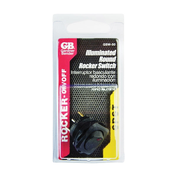GB GSW GSW-50 Rocker Switch, 10/16 A, 125/250 V, SPST, Black