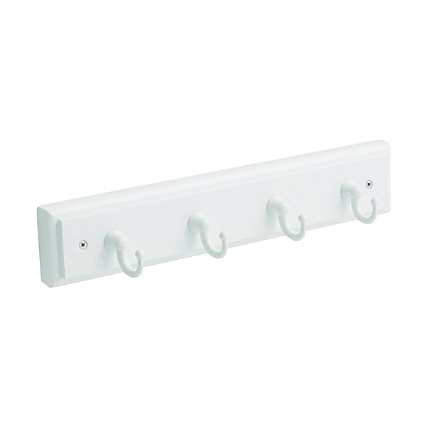 Amerock 2000316 Key and Gadget Hook Rack, 4-Key Hook, White, Pine Wood/Zinc, 8-5/8 in L