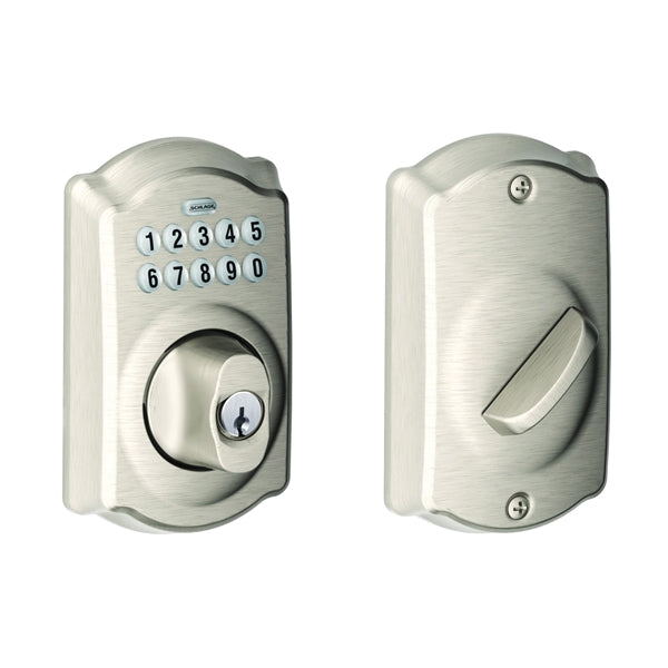 Schlage BE365 CAM 619 Deadbolt, 2 Grade, Keyed Alike, Keyed Different Key, Satin Nickel, 2-3/8 x 2-3/4 in Backset