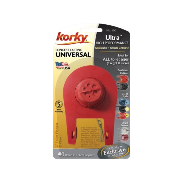 Korky 100BP Toilet Flapper, Rubber, Red