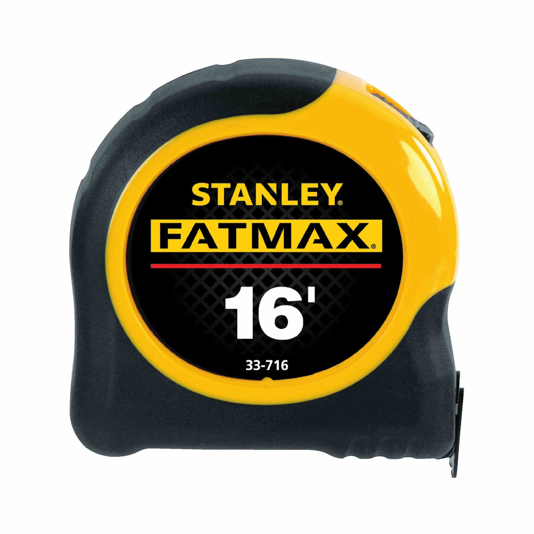 STANLEY 33-716 Measuring Tape, 16 ft L Blade, 1-1/4 in W Blade, Steel Blade, ABS Case, Black/Yellow Case