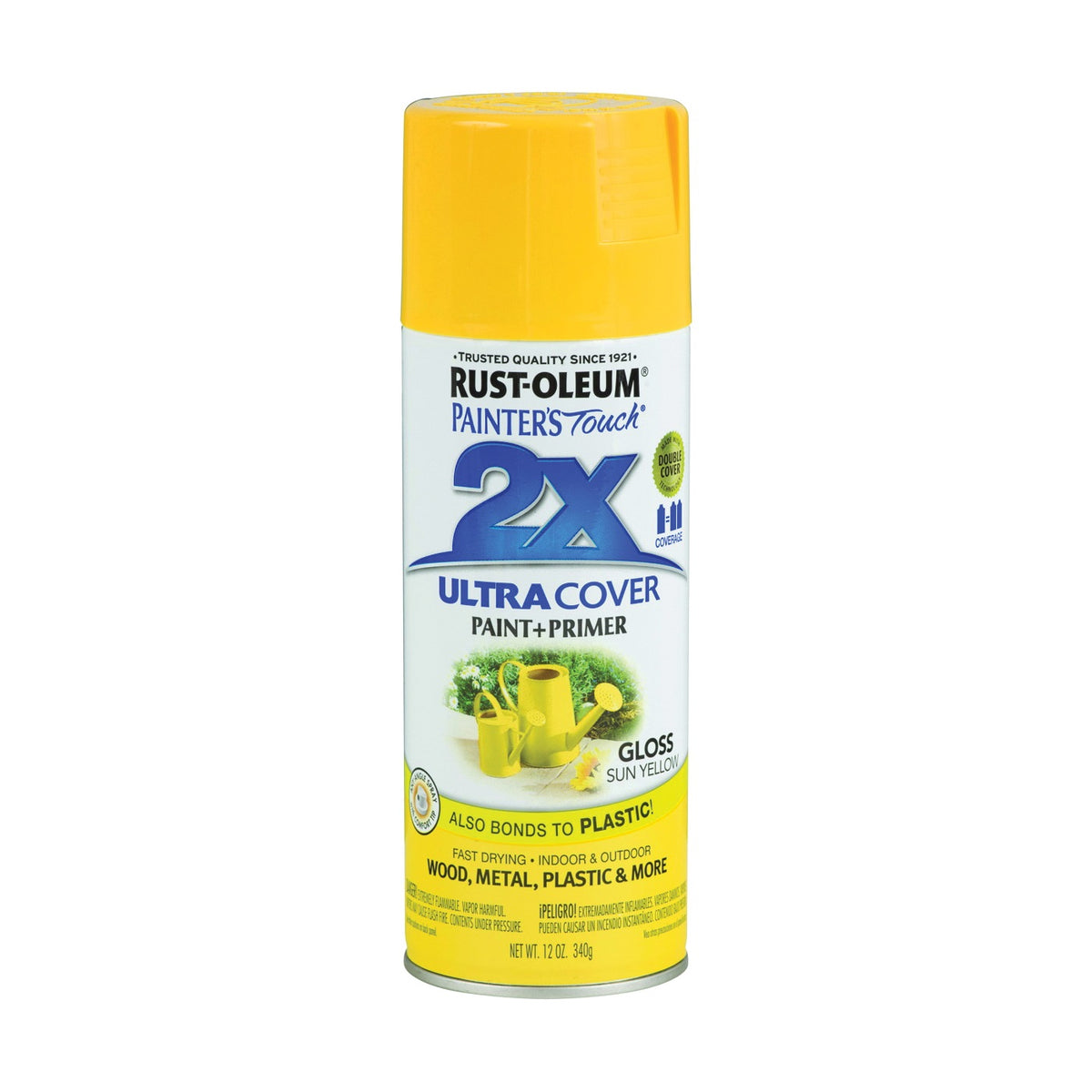 RUST-OLEUM PAINTER'S Touch 249092 Gloss Spray Paint, Gloss, Sun Yellow, 12 oz, Aerosol Can